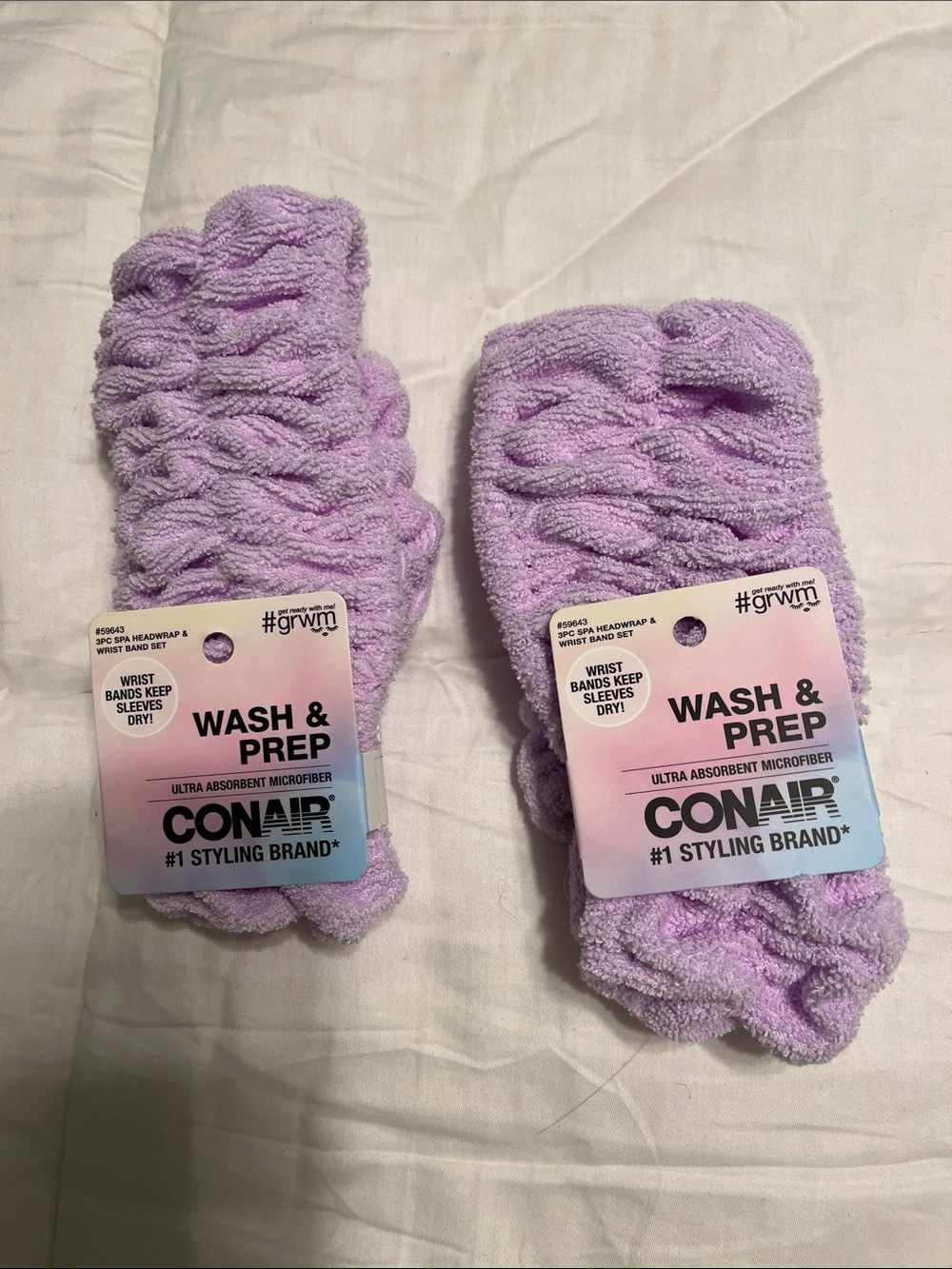 Conair Wash & Prep Microfiber Headband & Bands Set - Lavender